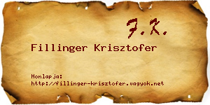 Fillinger Krisztofer névjegykártya